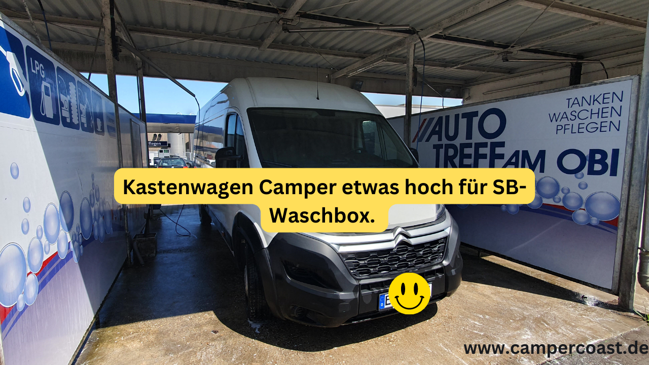 Kastenwagen Camper etwas hoch für SB-Waschbox.