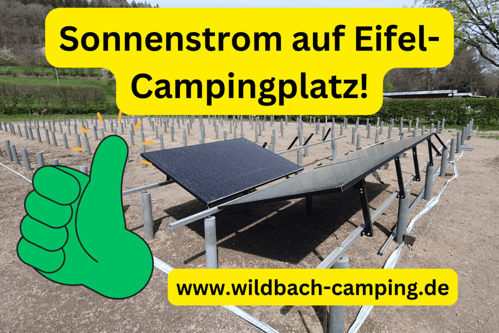 Sonnenstrom auf Eifel-Campingplatz bei Wildbach Camping in Hellenthal