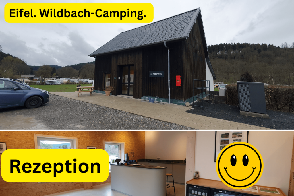 Wildbach-Camping. Neuigkeiten. Rezeption und Duschen, Toiletten :)