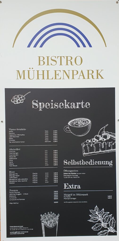 Speisekarte Bistro-Mühlenpark Mechernich